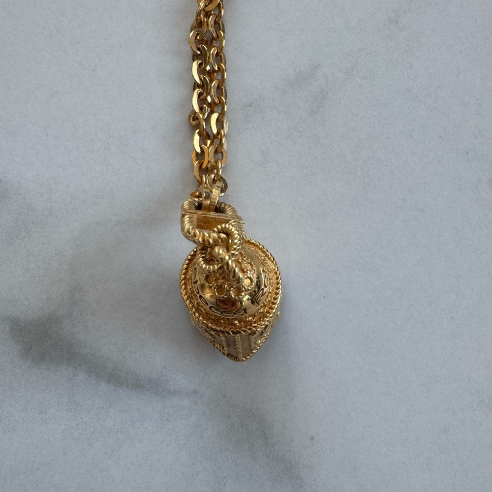 Rebecca Italy Gold Plated Chain Necklace with Dark Green Crystal Pendant - Picture 6 of 7